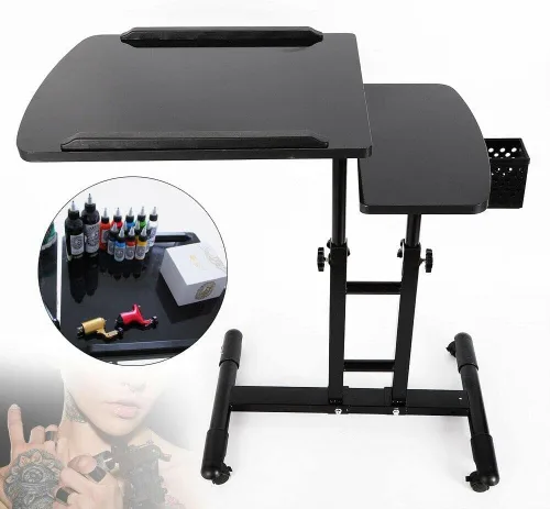 Vista 5 de Estación de trabajo de tatuaje, estación de mesa de tatuaje, estación de tatuaje móvil portátil para artista de estudio de tatuajes, con ruedas