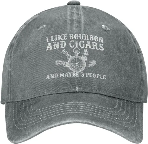 Vista 9 de Funny Hat I Like Bourbon and Cigars and Maybe 3 People Hat Men Baseball Hat Cool Hat