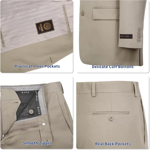 Vista 2 de Men's 2 Piece Suit Set Classic Fit Regular Big and Tall Beige