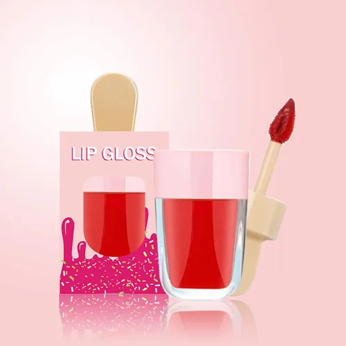 Vista 3 de Paquete de 15 cajas de brillo de labios rosas, tubos vacíos con forma de helado