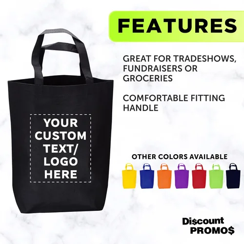 Vista 3 de DISCOUNT PROMOS Customizable Large Tote Bag, Set of 10/50/100 Heavy Duty & Reuseable Bulk Pack - Purple