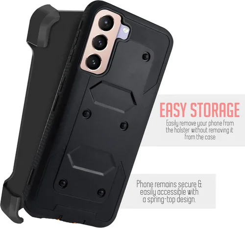 Vista 2 de Para Samsung Galaxy S21 6.2 pulgadas 2021, con clip para cinturón, funda resistente de cuerpo completo, protector de pantalla integrado, funda