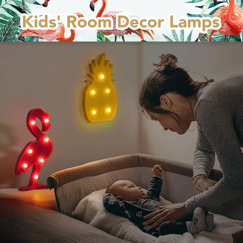 Vista 5 de AceList Suministros para fiestas tropicales de Luau, flamencos, palmeras y piña, flamencos, letrero de luz para decoración de fiesta temática