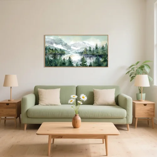 Vista 68 de Celestdeco Juego de arte de pared en lienzo abstracto y neutro grande con marco naranja, moderno y minimalista para pared, diseño geométrico bohemio