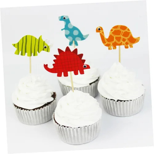 Vista 4 de 96pcs Dinosaur Cake Topper Paper Decoration for Birthday Party