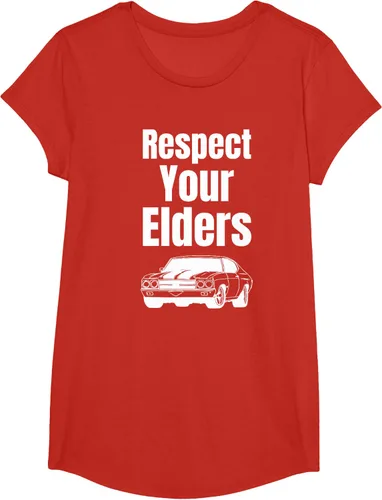 Vista 37 de Divertido regalo de auto para chicos – Respect Your Elders Classic Muscle Car Camiseta, Negro, S