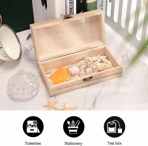 Vista 7 de Mama Bear Wooden Storage Box Rectangular Keepsake Box Organizer Jewelry Box Holder Gift Boxes for Home Storage Container