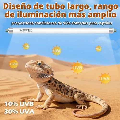 Vista 4 de Bombilla T5 10.0 UVB para reptiles, 8W HO UVB Bombilla de reptil, 2 paquetes de 12 pulgadas UVA UVB Tubo de lámpara fluorescente para dragón barbudo
