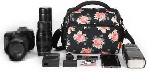 Vista 5 de DOMISO Bolsa para cámara Bolsa de hombro impermeable antichoque, flor