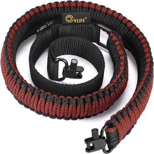 Vista 9 de CVLIFE Correa de Rifle 550 Paracord de 2 Puntos con Giratorio Tri-Lock para Caza y Exteriores Length of 39" to 50", Sturdy Nylon Webbing Strap