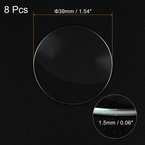 Vista 2 de uxcell Paquete de 8 lentes de cristal de 0.059 in de diámetro para reloj, cúpula única, redonda de 0.059 in de grosor de borde para reparación