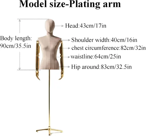 Vista 2 de Mannequin Countertop Velvet Surface Half Body Female with Tripod Stand Adjustable Height Hanging Fashion Form Display
