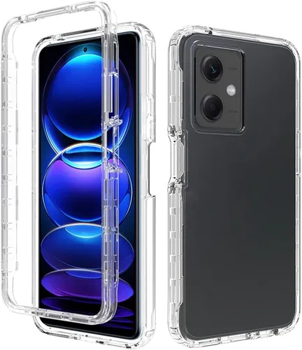 Vista 6 de Funda para Redmi Note 12 5G, Poco X5 5G 22111317PG con protector de pantalla de vidrio templado, protección de cuerpo completo transparente 360 duro