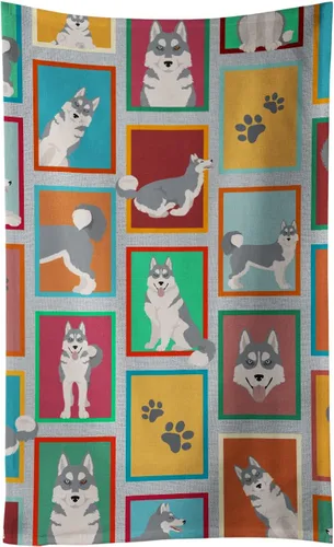 Vista 69 de Caroline's Treasures MLM1160KTWL - Lots of Red Siberian Husky - Toalla de cocina para invitados, toalla de baño decorativa para cara, té, paño