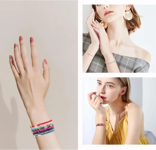 Vista 5 de JEWPARK 26 pulseras de plata dorada para mujer, pulseras anchas abiertas