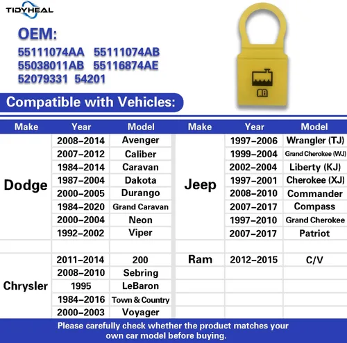 Vista 2 de Tidy Heal Tapa de depósito de refrigerante amarillo, tapa de refrigerante, tapa del tanque de recuperación de refrigerante del motor para Chrysler