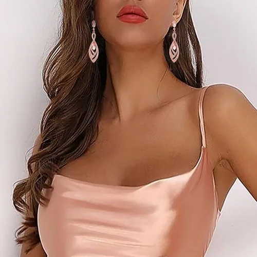 Vista 2 de BriLove Pendientes colgantes de cristal para mujer, con forma de lágrima, de moda, Cristal