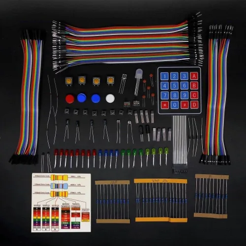 Vista 8 de Kit completo de iniciación de proyectos electrónicos STEM para Arduino con Mega2560, LCD1602, servo, motor paso a paso, sensores, tabla de pan