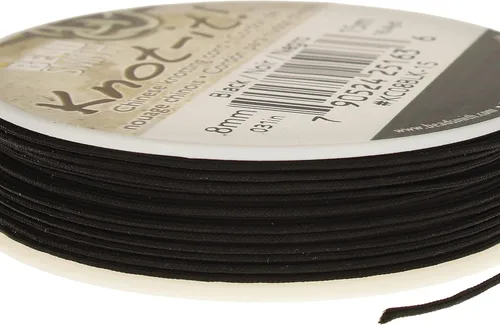 Vista 2 de The Beadsmith Knot-it! Cordón de nailon chino, color negro, 0.031 in de diámetro, carrete de 49.2 ft, uso en macramé, kumihimo, pulseras