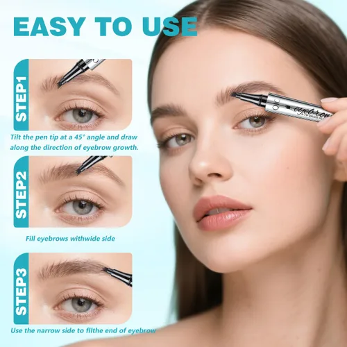 Vista 3 de Lápiz de cejas con microcuchilla de 4 puntas para maquillaje natural de cejas, bolígrafo de microblading impermeable y a prueba de manchas