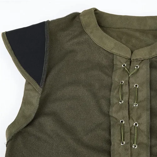 Vista 6 de Chaleco de pirata, disfraz renacentista para hombre, chaleco medieval de pirata, chaleco tipo túnica vikinga
