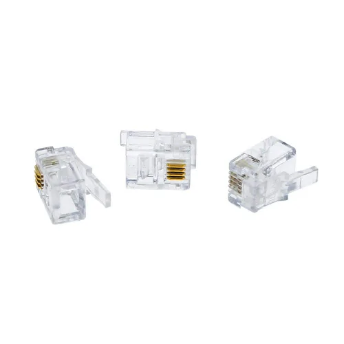 Vista 4 de Paquete de 100 conectores RJ11, conectores modulares de teléfono, conectores macho 6P4C