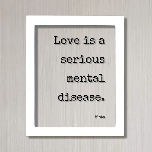 Vista 2 de Plato - Floating Quote - Love is a serious mental disease - Funny Romantic Gift