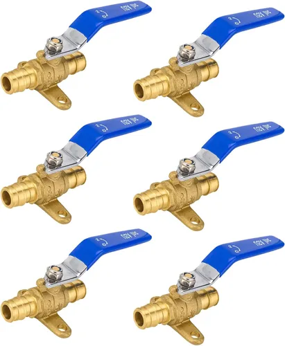 Vista 33 de Válvula de bola azul, válvula de cierre Pex A de 1/2 pulgada con oreja, válvula de bola de cierre Pex de puerto completo de latón para agua, aire