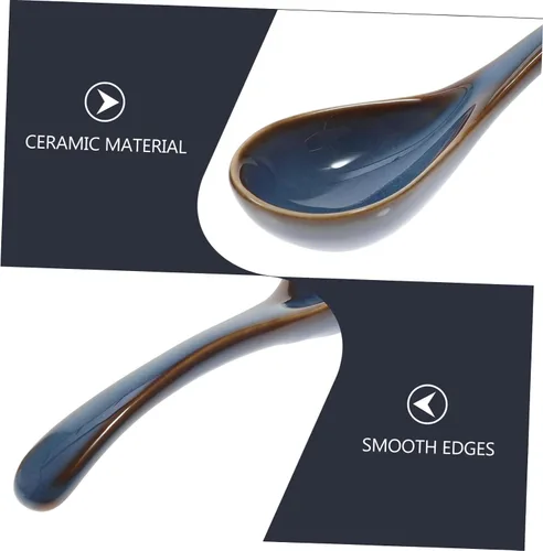 Vista 6 de ABOOFAN 2 cucharas de sopa de cerámica para sopa de postres de avena, diseño de estilo japonés, mango seguro y cómodo
