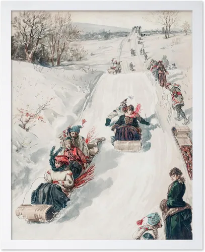 Vista 7 de Poster Master Póster de Navidad vintage, impresión retro de carreras de trineo, arte de pared de invierno, regalo de vacaciones para hombres