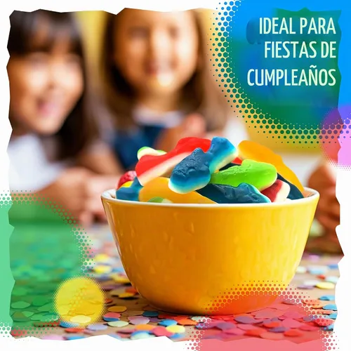 Vista 4 de Dulces de Tiburones Gomosos Bolsa de 1 libra Sabores Surtidos - Frambuesa Azul, Limón, Lima, Cereza