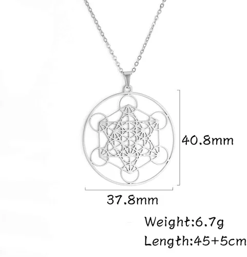 Vista 7 de Anillo de collar con forma de cubo de metatrones ahuecado con forma de arcángel de estrella de David