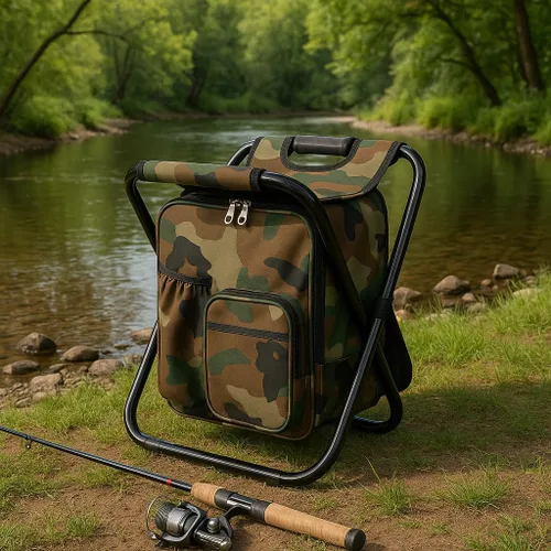 Vista 5 de Voyager Tools Taburete de mochila ligero, silla de camping portátil y paquete refrigerador, silla de golf combinada