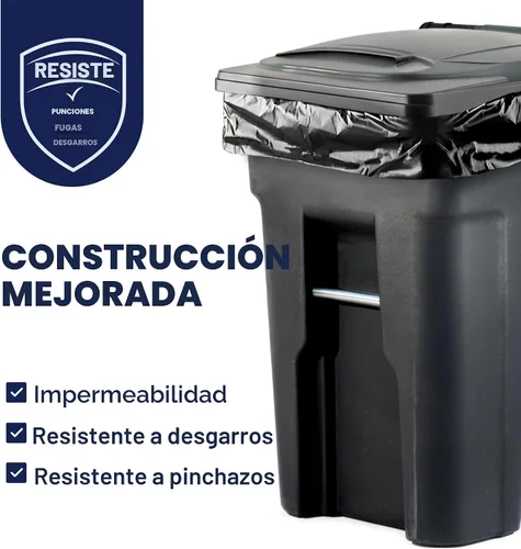 Vista 2 de Plasticplace Bolsas de basura negras resistentes de 95-96 galones - Grado contratista, bolsas de basura extragrandes para construcción y botes