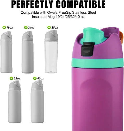 Vista 4 de PEUTIER 4 botones de repuesto compatibles con Owala FreeSip de 24 onzas, 32 onzas, tapa de botella de agua sin BPA, piezas de repuesto para Owala