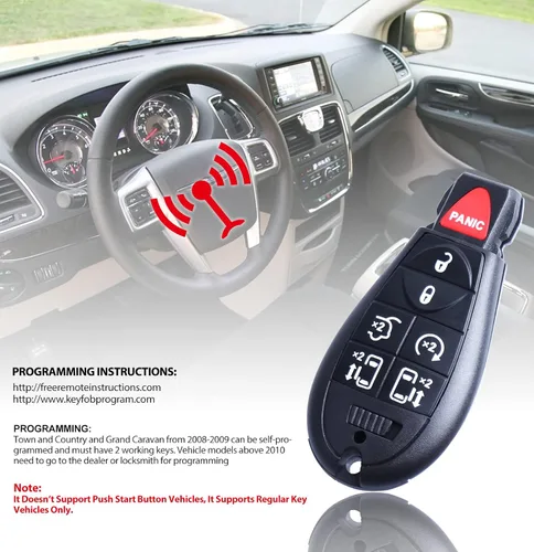 Vista 3 de Reemplazo de entrada sin llave compatible con Chrysler Town y Country Dodge Grand Caravan 2008 2009 2010 2011 2012 2013 2014 2015 2016 2017 2018