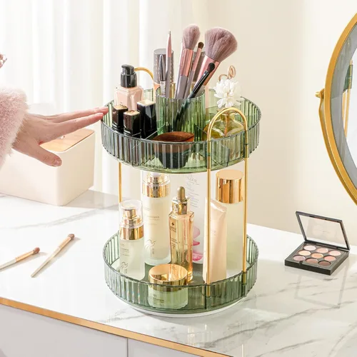 Vista 6 de MGBPEI Organizador de maquillaje giratorio de 360°, bandejas de baño, organizador de encimera, carrusel de maquillaje, estante giratorio de gran