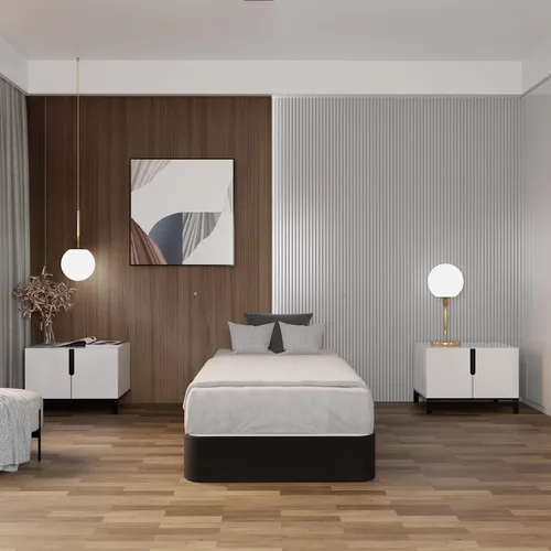 Vista 3 de Greaton, Base de cama con somier, tamaño individual, base de colchón de madera de 4 pulgadas, fabricada en Estados Unidos, silenciosa, sin ruido, 2