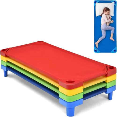 Vista 11 de KOTEK Catres apilables para niños, catres portátiles para niños pequeños, 52 pulgadas de largo x 23 pulgadas de ancho, listas para montar, ahorro