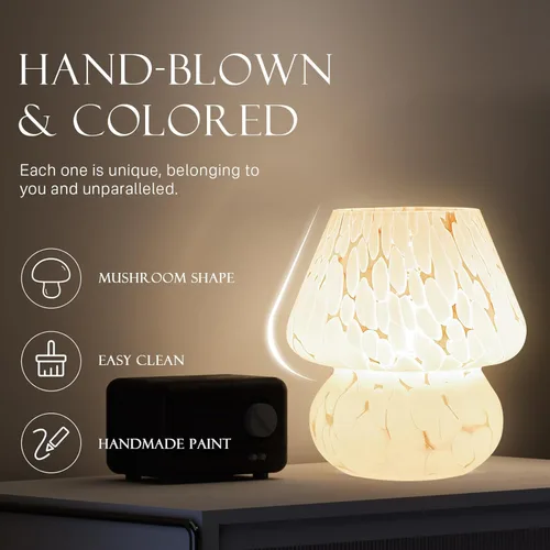 Vista 2 de Dawnwake Lámpara de mesa con forma de hongo para dormitorio, pequeña lámpara de noche de escritorio para sala de estar, decoración de hongos, lindas