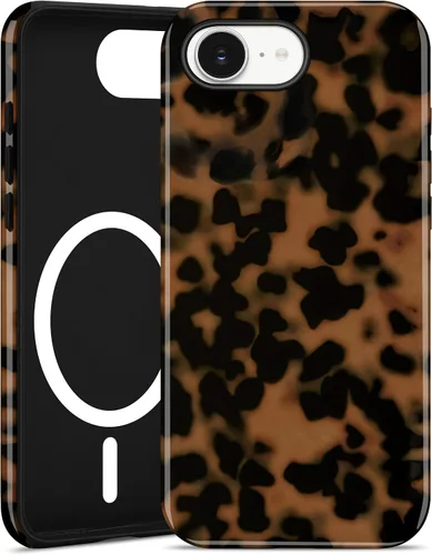 Vista 140 de Jusy Compatible con MagSafe Brown Tortoise Shell Print Phone Case para iPhone 7/8/SE, funda protectora magnética de lujo de TPU suave