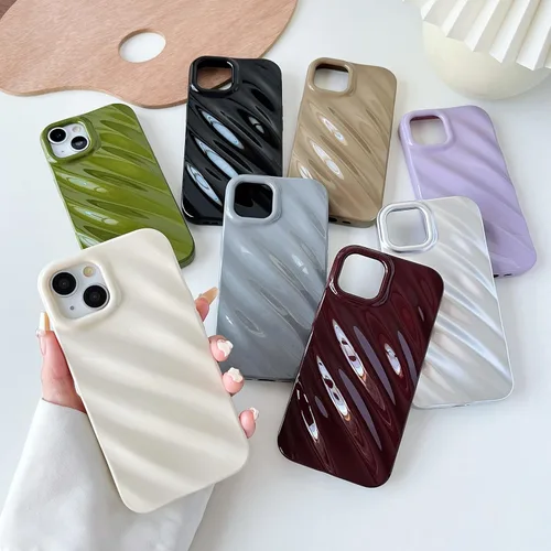 Vista 2 de Caseative Funda para iPhone 11 Pro Max, funda de teléfono con forma de onda con patrón de ondulación de agua (blanca)