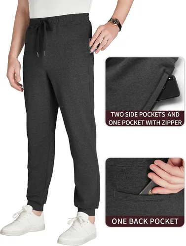 Vista 42 de Idtswch 30/32/34/36/38/40. Pantalones deportivos altos para hombre, extra largos, con bolsillos con cremallera