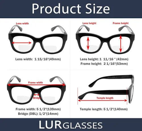 Vista 6 de LUR Gafas de lectura bifocales para mujer, paquete de 4 lectores bifocales
