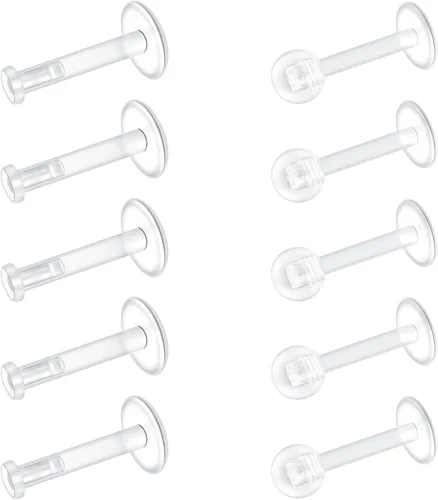 Vista 4 de Mayhoop Aretes transparentes para el trabajo, deportes, cirugía, bioflex, labio, hélice, cartílago, tragus, labio, piercing transparente, joyería