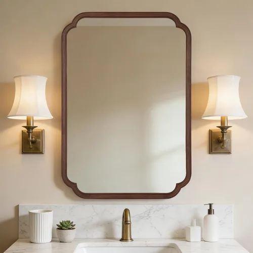 Vista 10 de Espejos de Baño de Madera para Montar en la Pared, 16" x 20" Marco de Madera Rústica Espejos de Pared Decorativos para Sala de Estar o Dormitorio