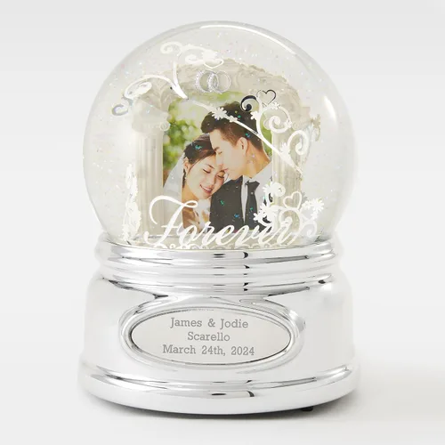 Vista 2 de COSAS REMEMBERED Grabado Forever Wedding Photo Musical Snow Globe