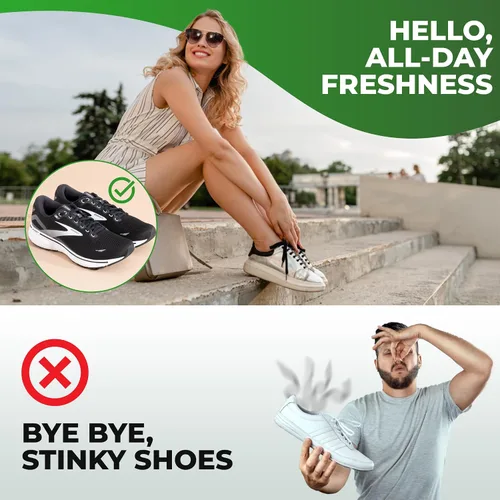 Vista 5 de Aromasong Desodorizador natural para zapatos y spray para pies, eliminador de olores de pies de frescura las 24 horas para pies, extra fuerte