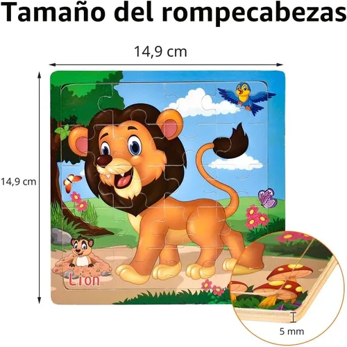Vista 6 de Rompecabezas para niños de 3 a 5 años, juguetes de madera Montessori, aprendizaje educativo, juegos preescolares para niños y niñas de 3, 4, 5 años