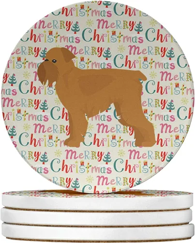 Vista 162 de Abyssinian Sand Terrier Merry Christmas - Posavasos grandes de piedra arenisca (4 unidades)